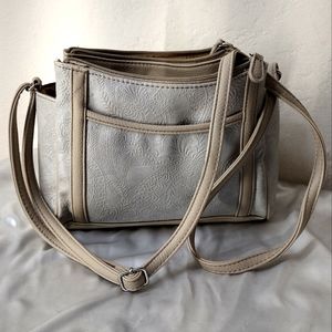 Women's faux leather floral print crossbody bag